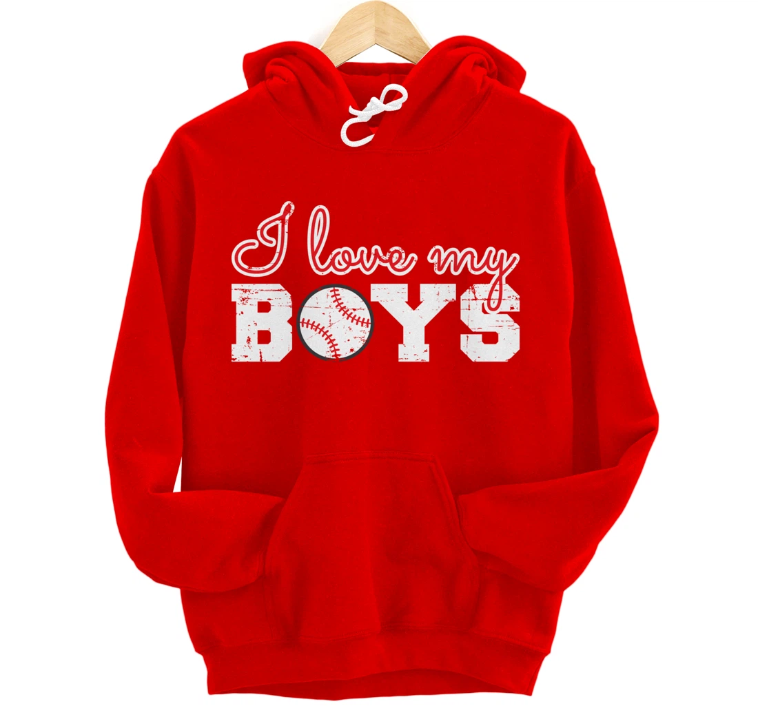 Baseball Cheer Mom - I Love My Boys Pullover Hoodie