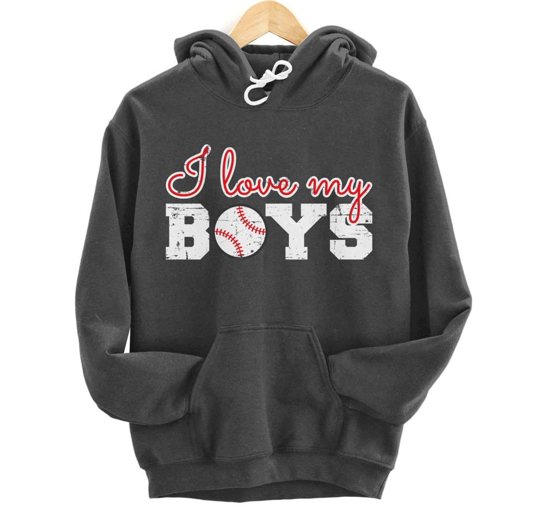 Baseball Cheer Mom - I Love My Boys Pullover Hoodie