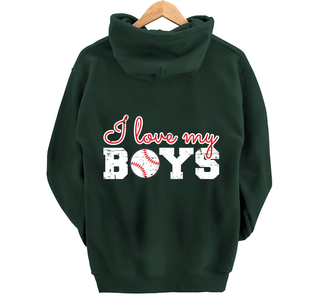 Baseball Cheer Mom - I Love My Boys Pullover Hoodie