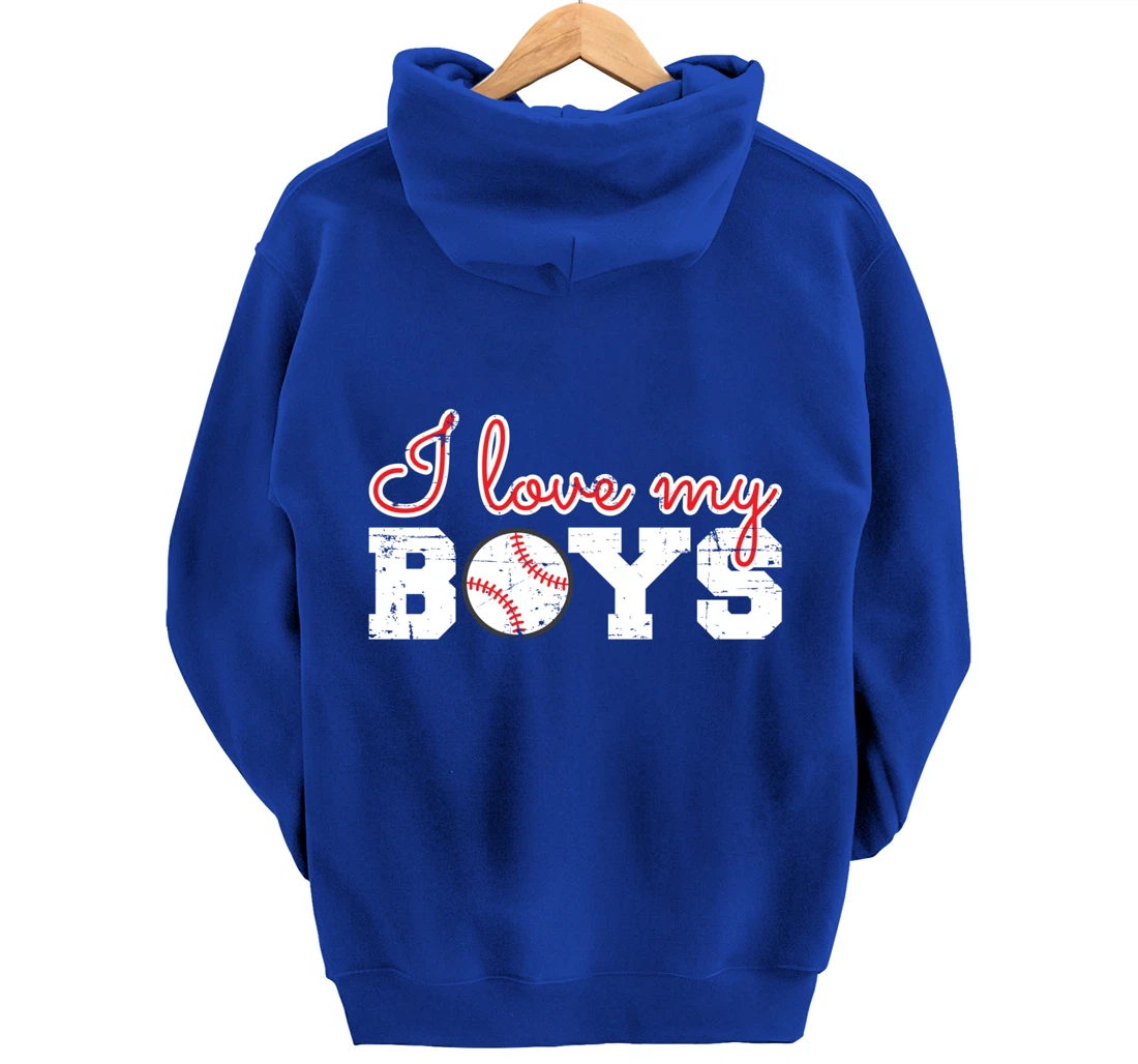 Baseball Cheer Mom - I Love My Boys Pullover Hoodie