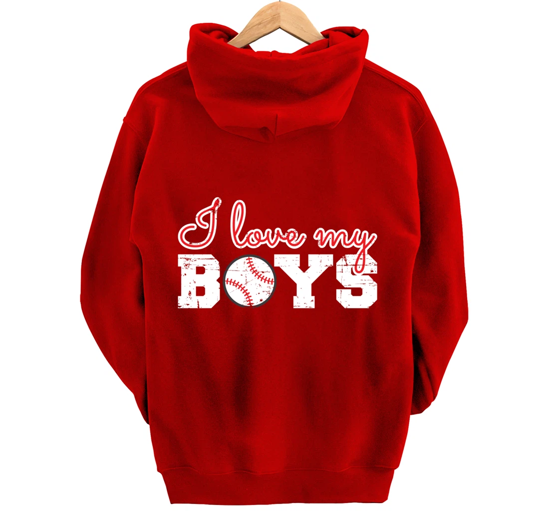 Baseball Cheer Mom - I Love My Boys Pullover Hoodie