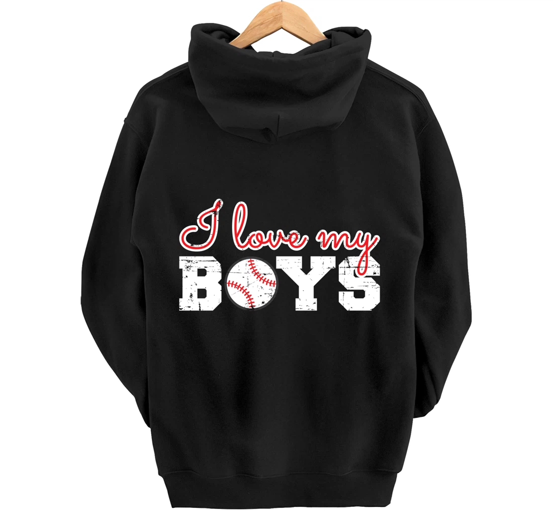 Baseball Cheer Mom - I Love My Boys Pullover Hoodie