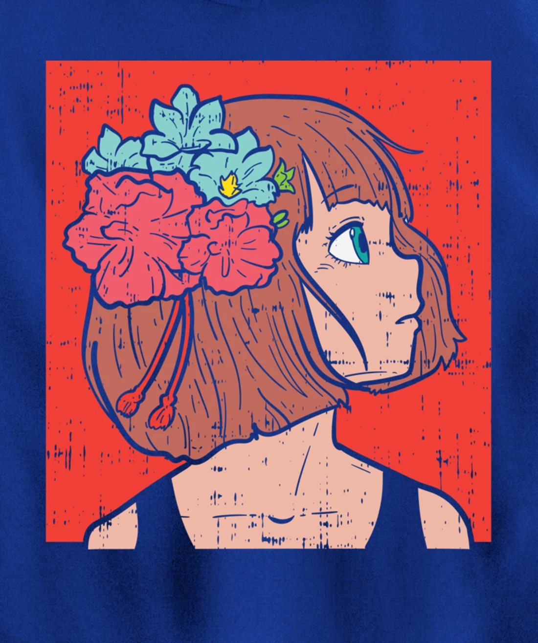 Anime Girl Flower Aesthetic Kawaii Japanese Manga Otaku Gift Pullover Hoodie