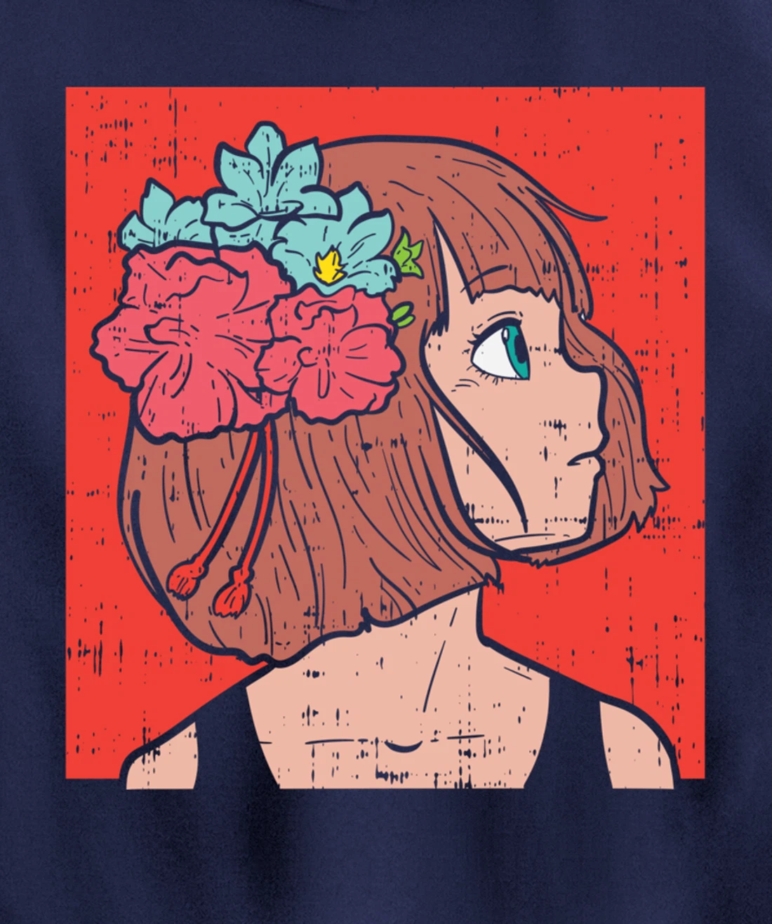 Anime Girl Flower Aesthetic Kawaii Japanese Manga Otaku Gift Pullover Hoodie