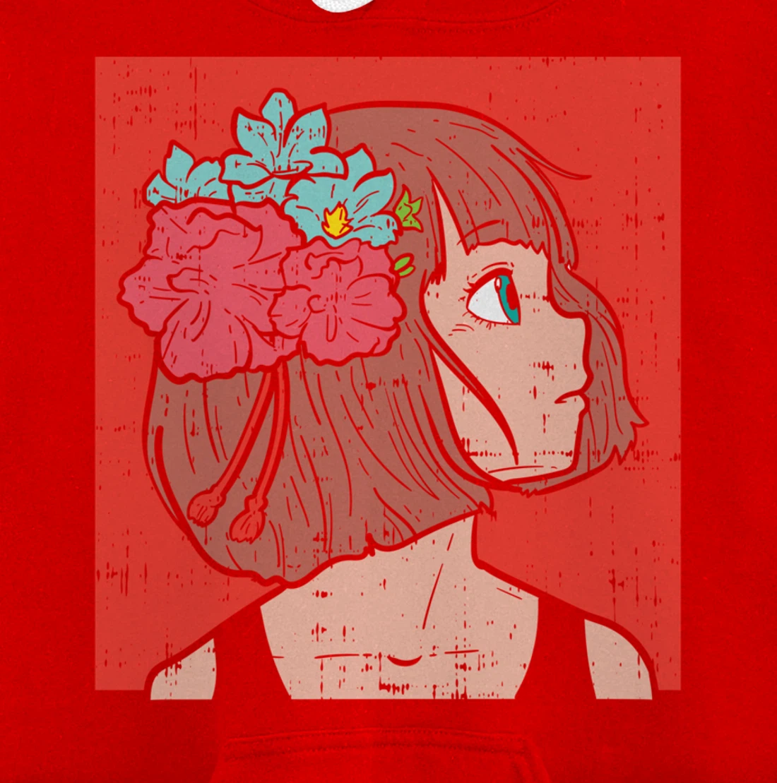 Anime Girl Flower Aesthetic Kawaii Japanese Manga Otaku Gift Pullover Hoodie