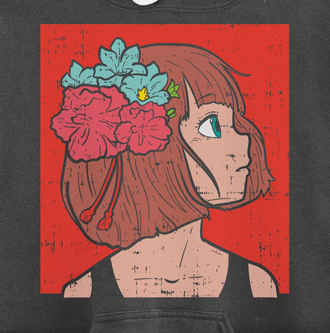 Anime Girl Flower Aesthetic Kawaii Japanese Manga Otaku Gift Pullover Hoodie