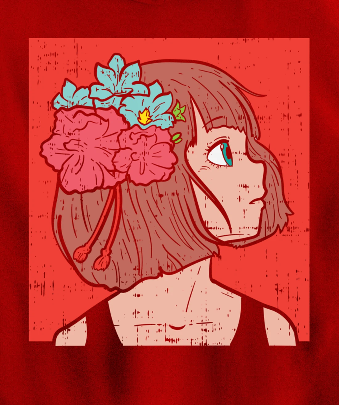 Anime Girl Flower Aesthetic Kawaii Japanese Manga Otaku Gift Pullover Hoodie