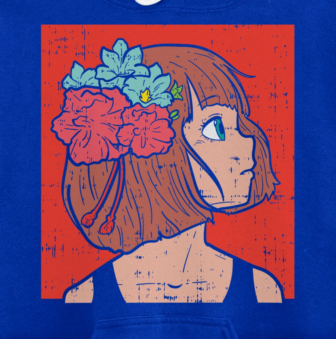 Anime Girl Flower Aesthetic Kawaii Japanese Manga Otaku Gift Pullover Hoodie