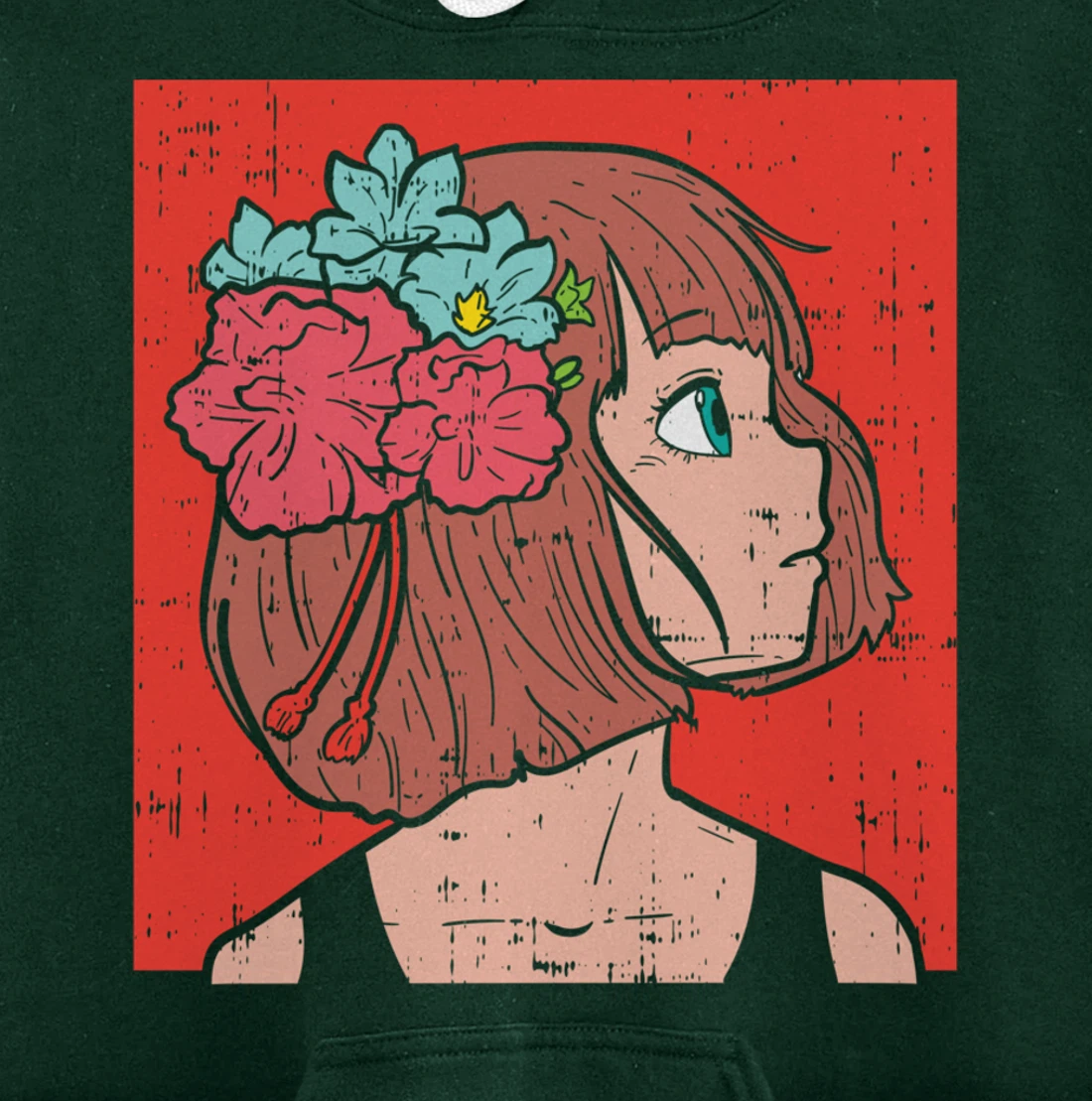 Anime Girl Flower Aesthetic Kawaii Japanese Manga Otaku Gift Pullover Hoodie