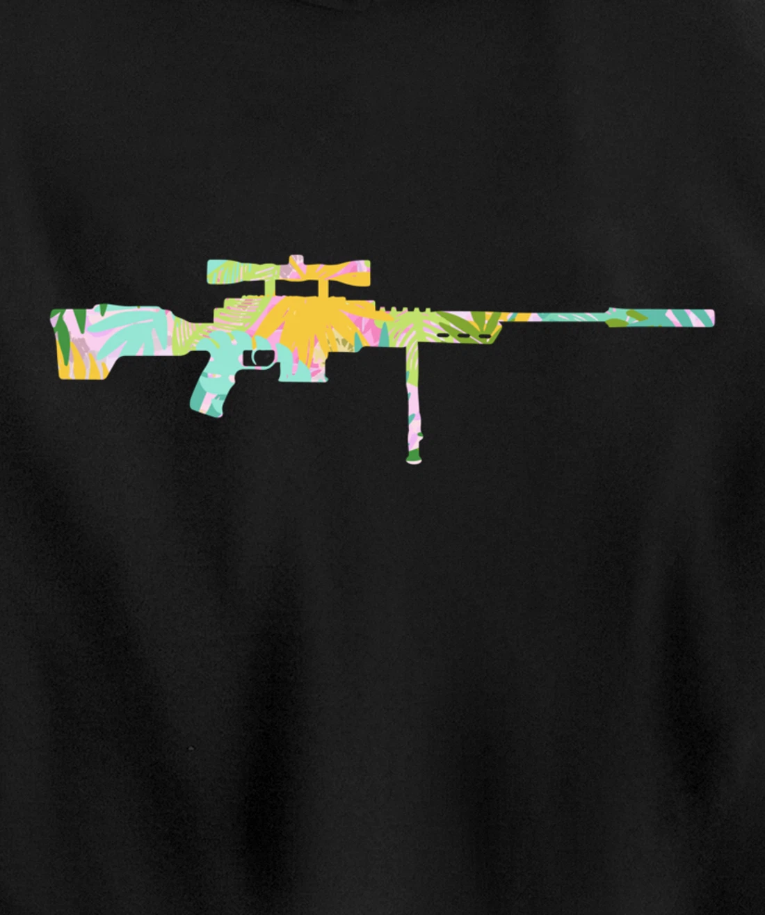 Tropical Gun Lover Firearm Beach Hawaiian Gift Sniper Rifle Pullover Hoodie