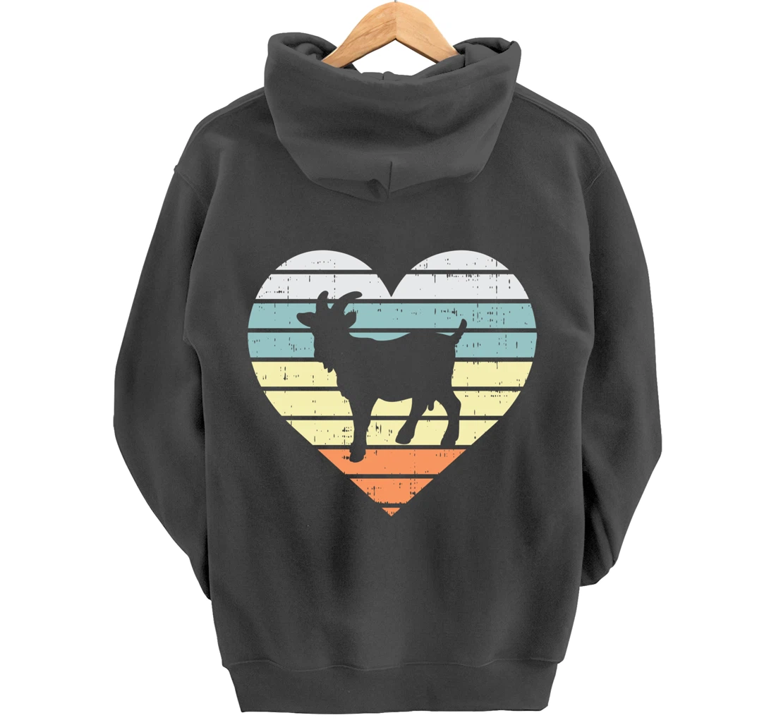 Goat Heart Retro Country Farm Farming Animal Farmer Gift Pullover Hoodie