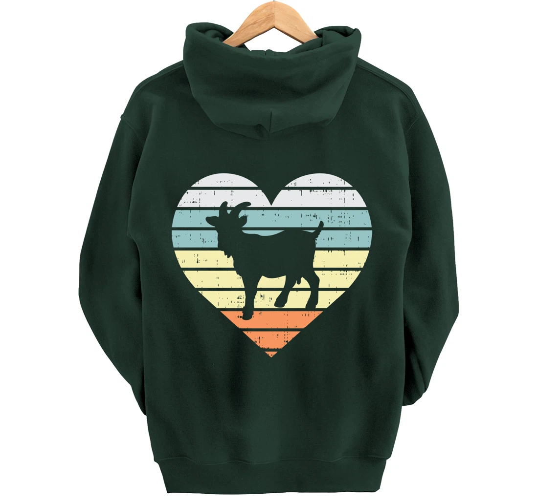 Goat Heart Retro Country Farm Farming Animal Farmer Gift Pullover Hoodie