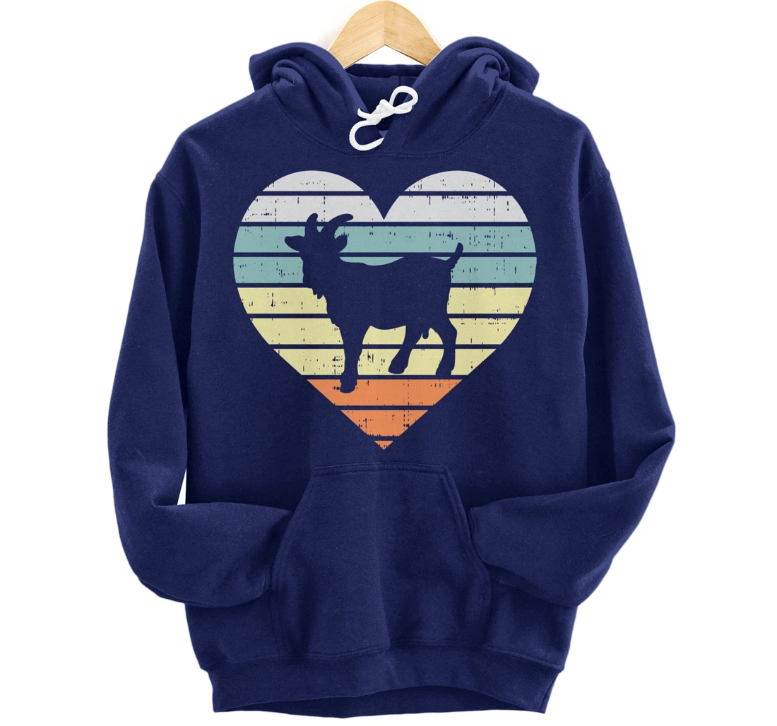 Goat Heart Retro Country Farm Farming Animal Farmer Gift Pullover Hoodie