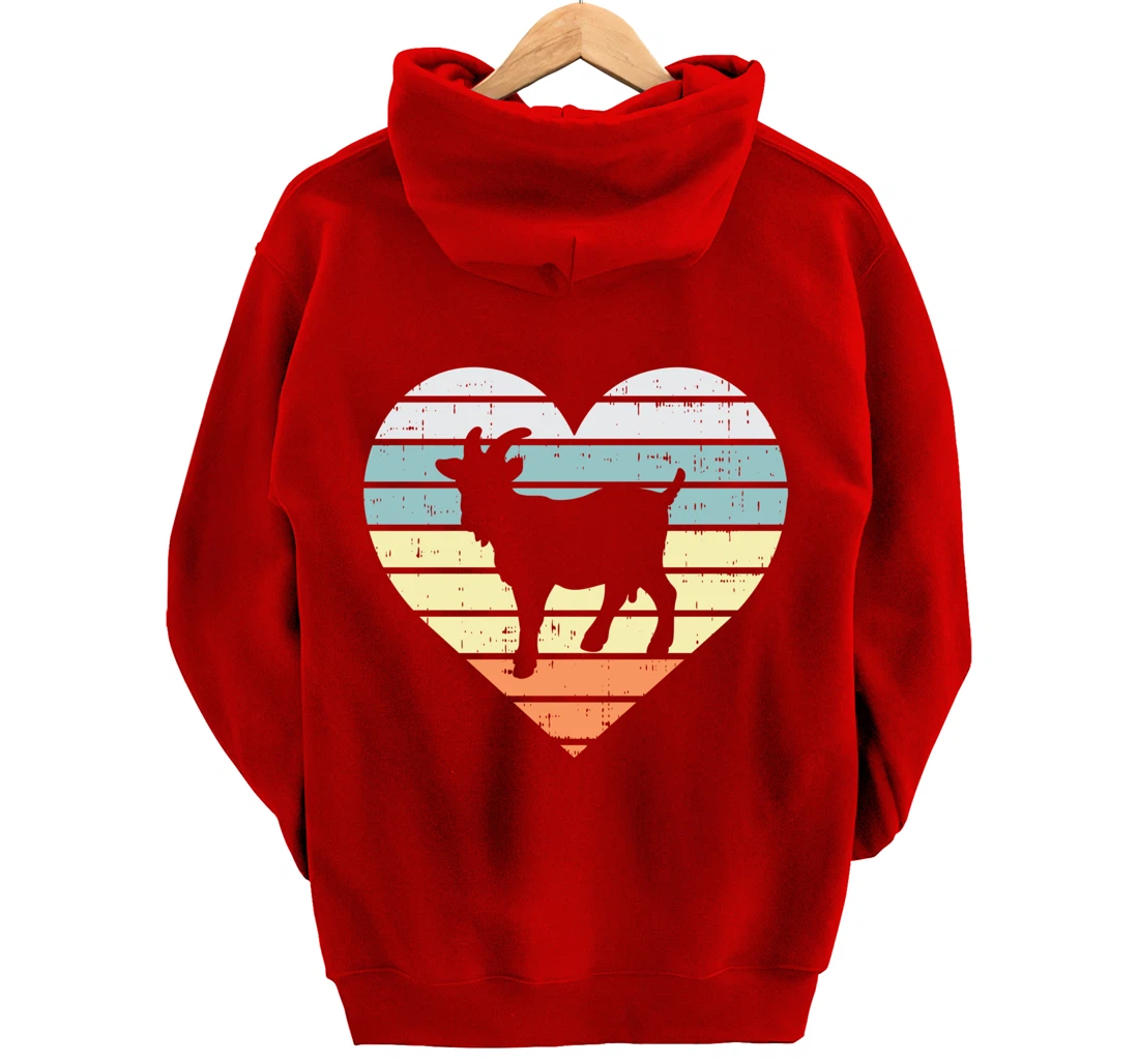 Goat Heart Retro Country Farm Farming Animal Farmer Gift Pullover Hoodie