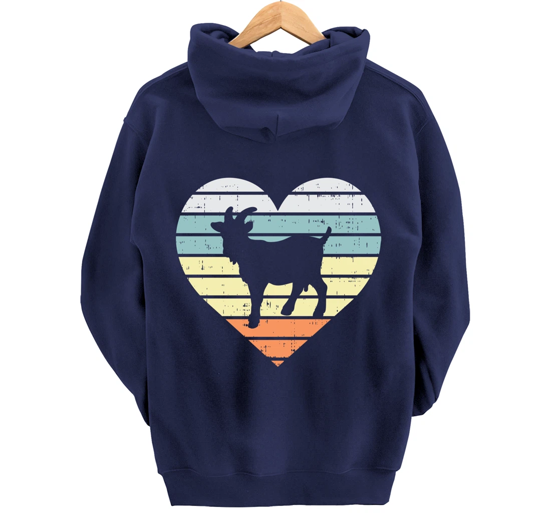 Goat Heart Retro Country Farm Farming Animal Farmer Gift Pullover Hoodie