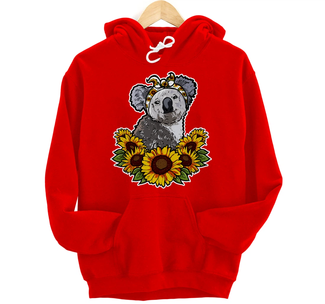 Cute Love Koala Bear Gift Sunflower Decor Koala Pullover Hoodie