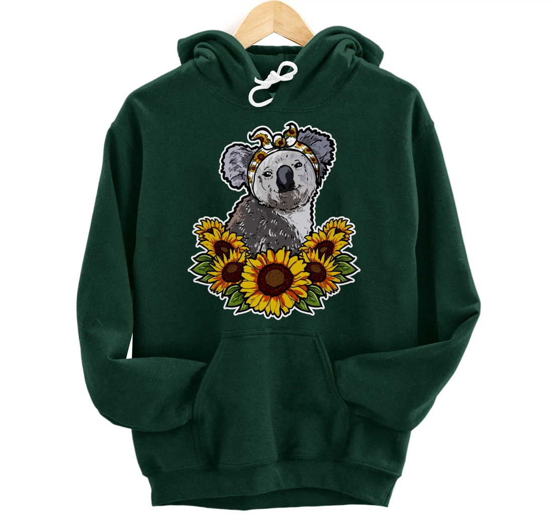 Cute Love Koala Bear Gift Sunflower Decor Koala Pullover Hoodie