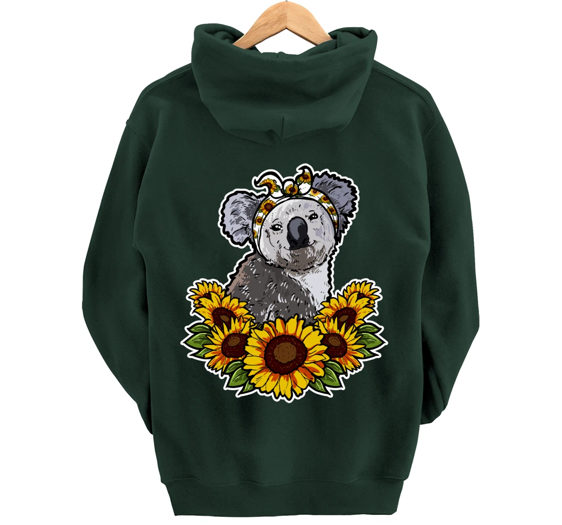 Cute Love Koala Bear Gift Sunflower Decor Koala Pullover Hoodie