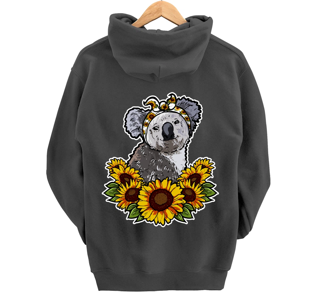 Cute Love Koala Bear Gift Sunflower Decor Koala Pullover Hoodie