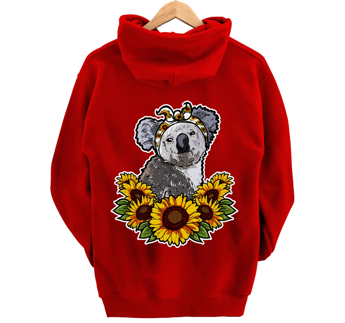 Cute Love Koala Bear Gift Sunflower Decor Koala Pullover Hoodie