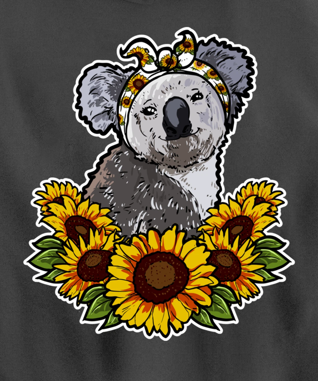 Cute Love Koala Bear Gift Sunflower Decor Koala Pullover Hoodie