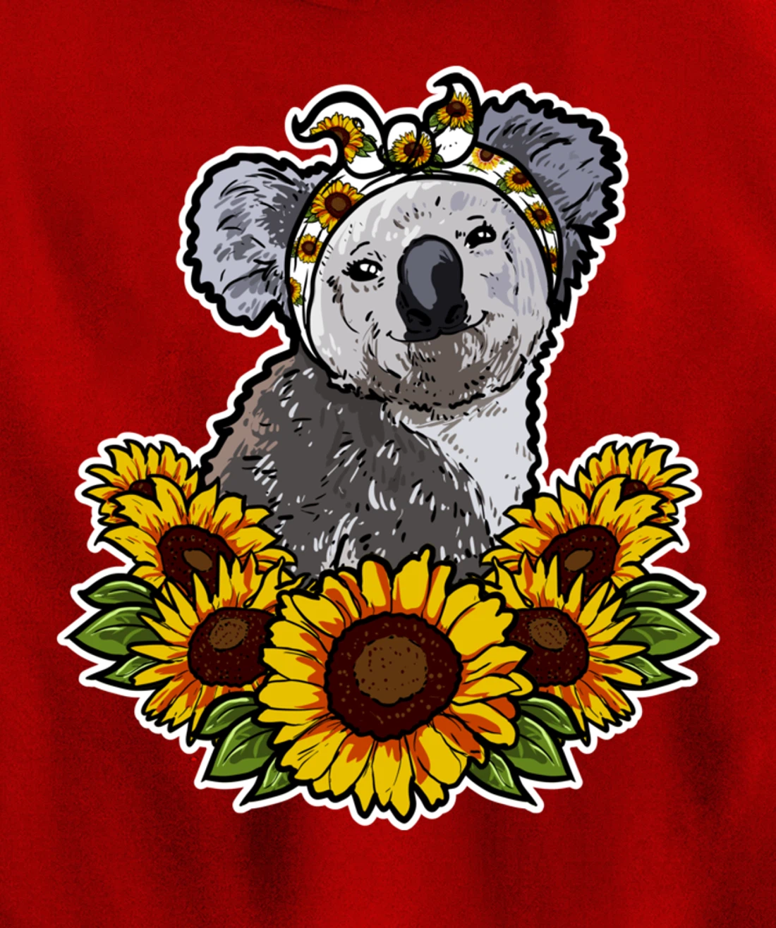Cute Love Koala Bear Gift Sunflower Decor Koala Pullover Hoodie