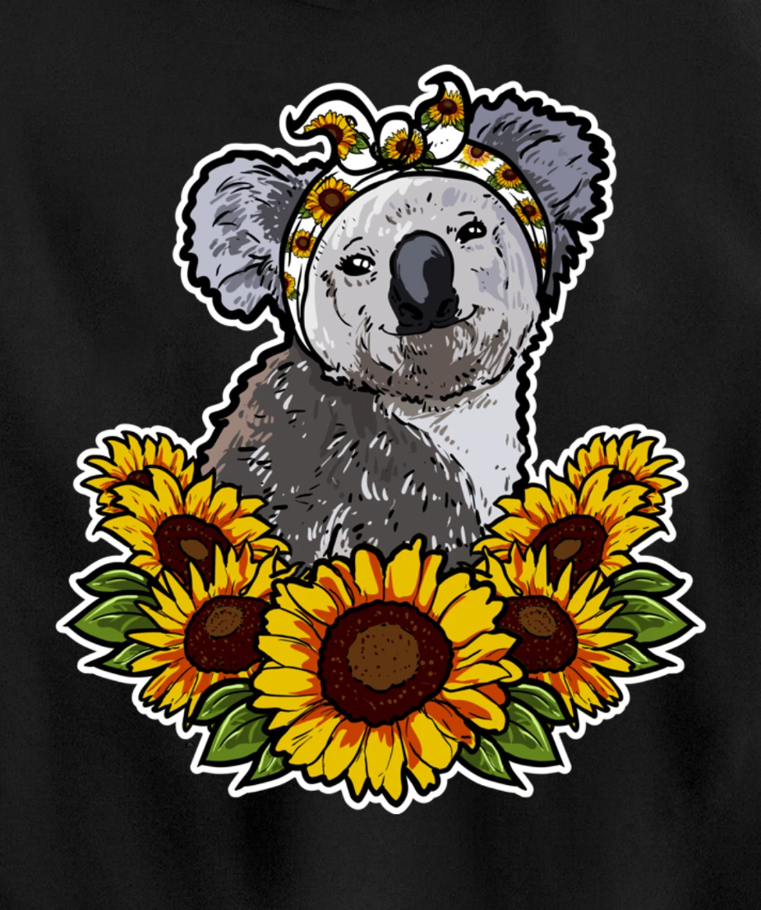Cute Love Koala Bear Gift Sunflower Decor Koala Pullover Hoodie