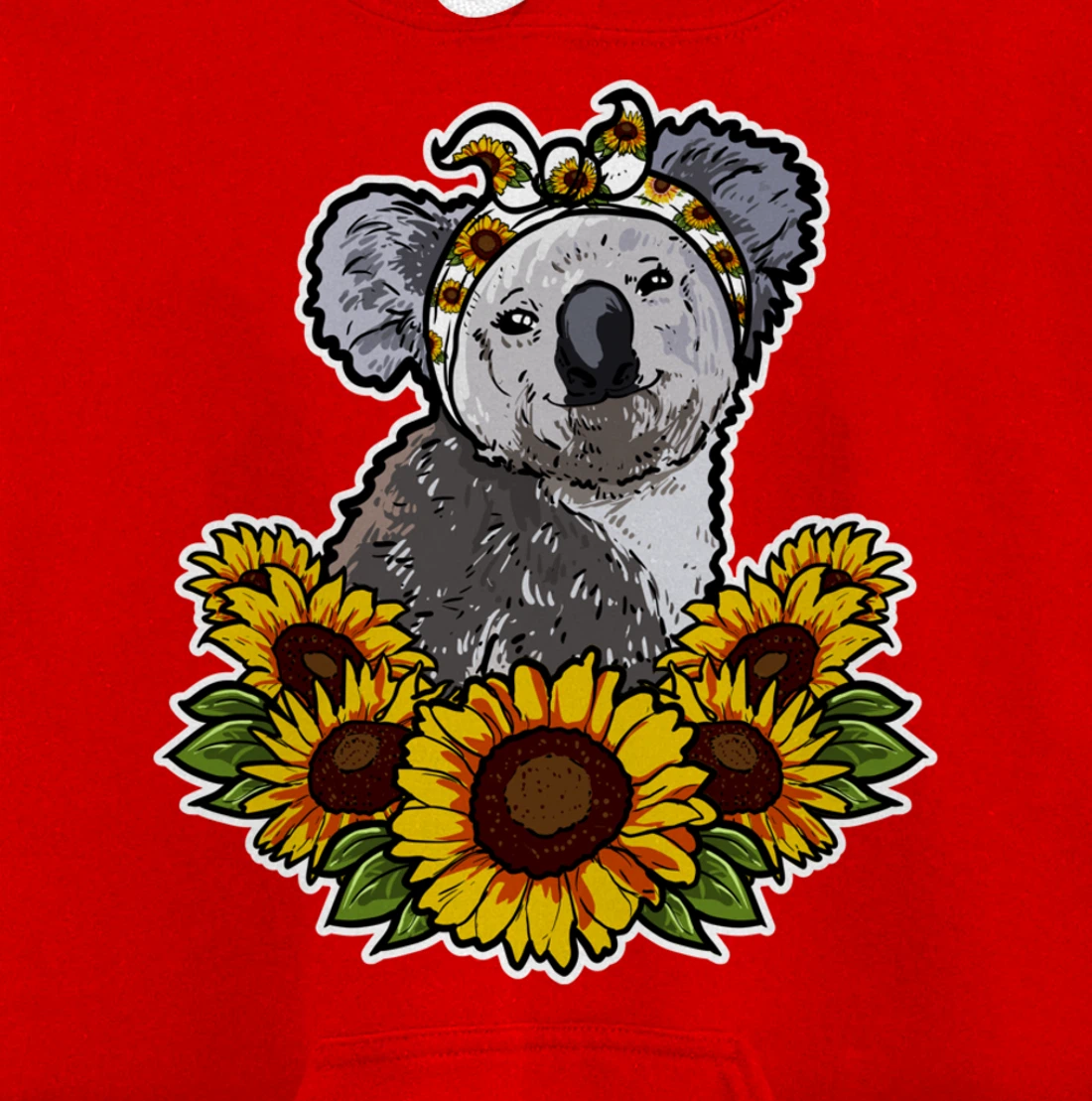 Cute Love Koala Bear Gift Sunflower Decor Koala Pullover Hoodie