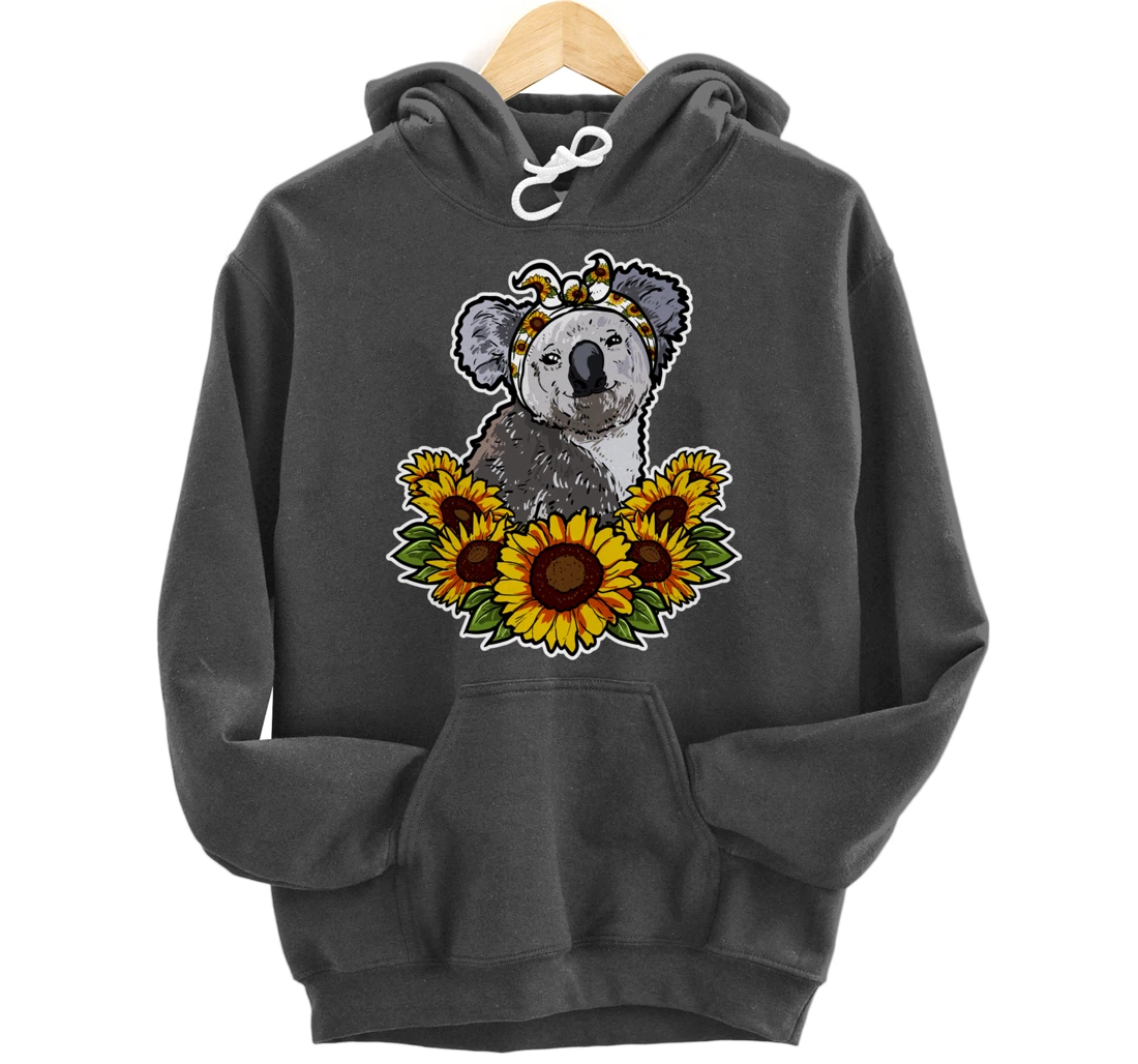 Cute Love Koala Bear Gift Sunflower Decor Koala Pullover Hoodie