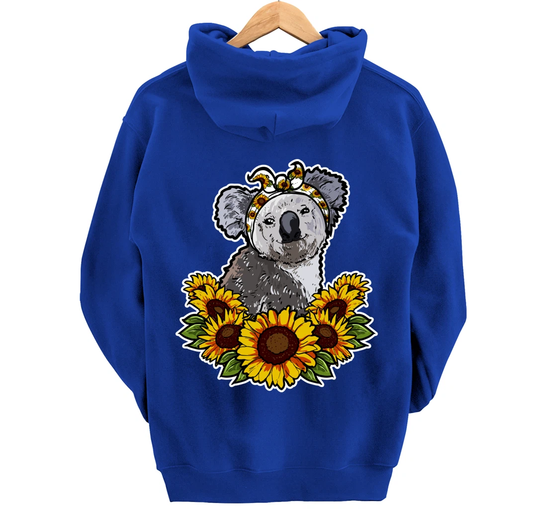 Cute Love Koala Bear Gift Sunflower Decor Koala Pullover Hoodie
