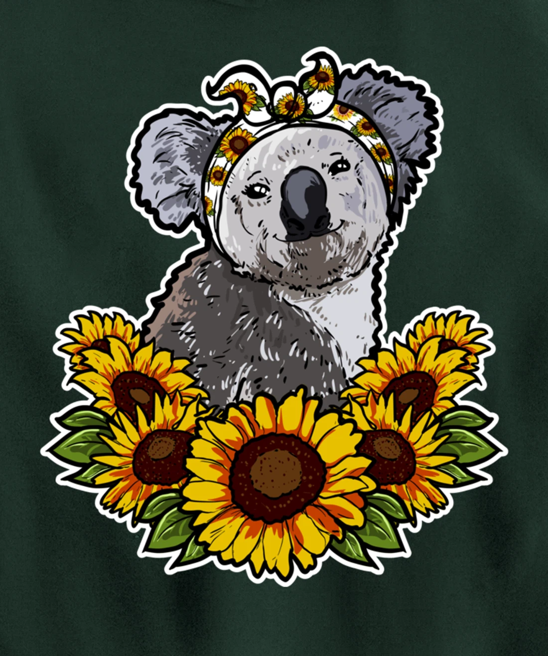 Cute Love Koala Bear Gift Sunflower Decor Koala Pullover Hoodie