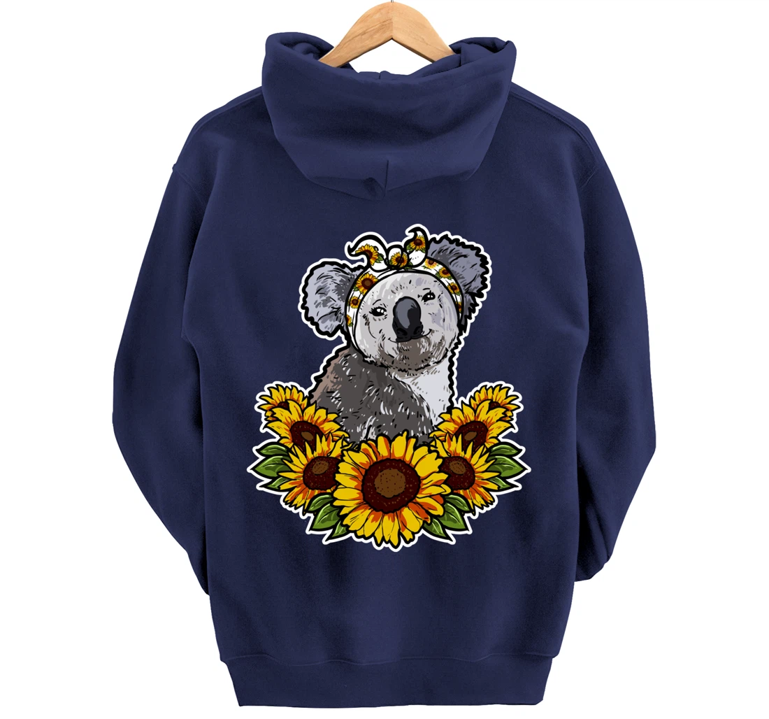Cute Love Koala Bear Gift Sunflower Decor Koala Pullover Hoodie