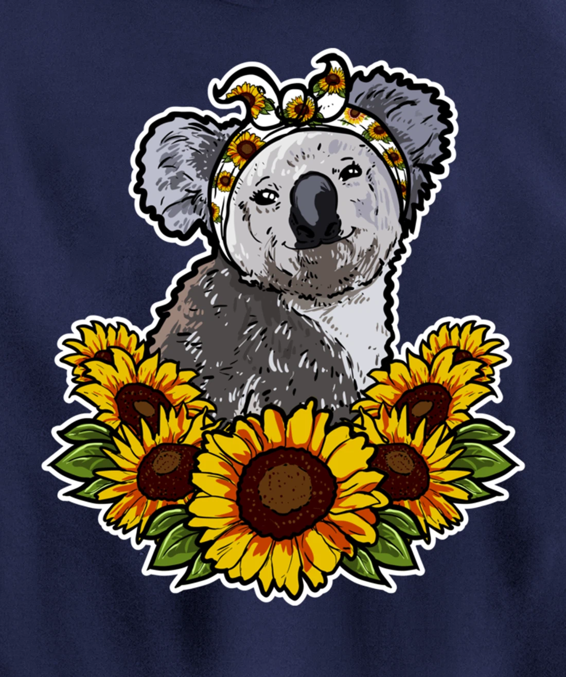Cute Love Koala Bear Gift Sunflower Decor Koala Pullover Hoodie