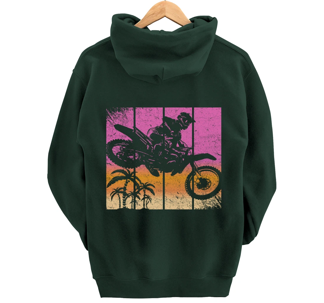 Dirt Bike Motocross Vintage Sunset Racing Retro Styled Gift Pullover Hoodie