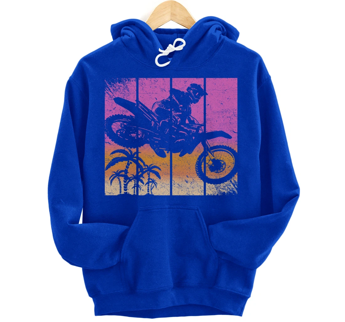 Dirt Bike Motocross Vintage Sunset Racing Retro Styled Gift Pullover Hoodie