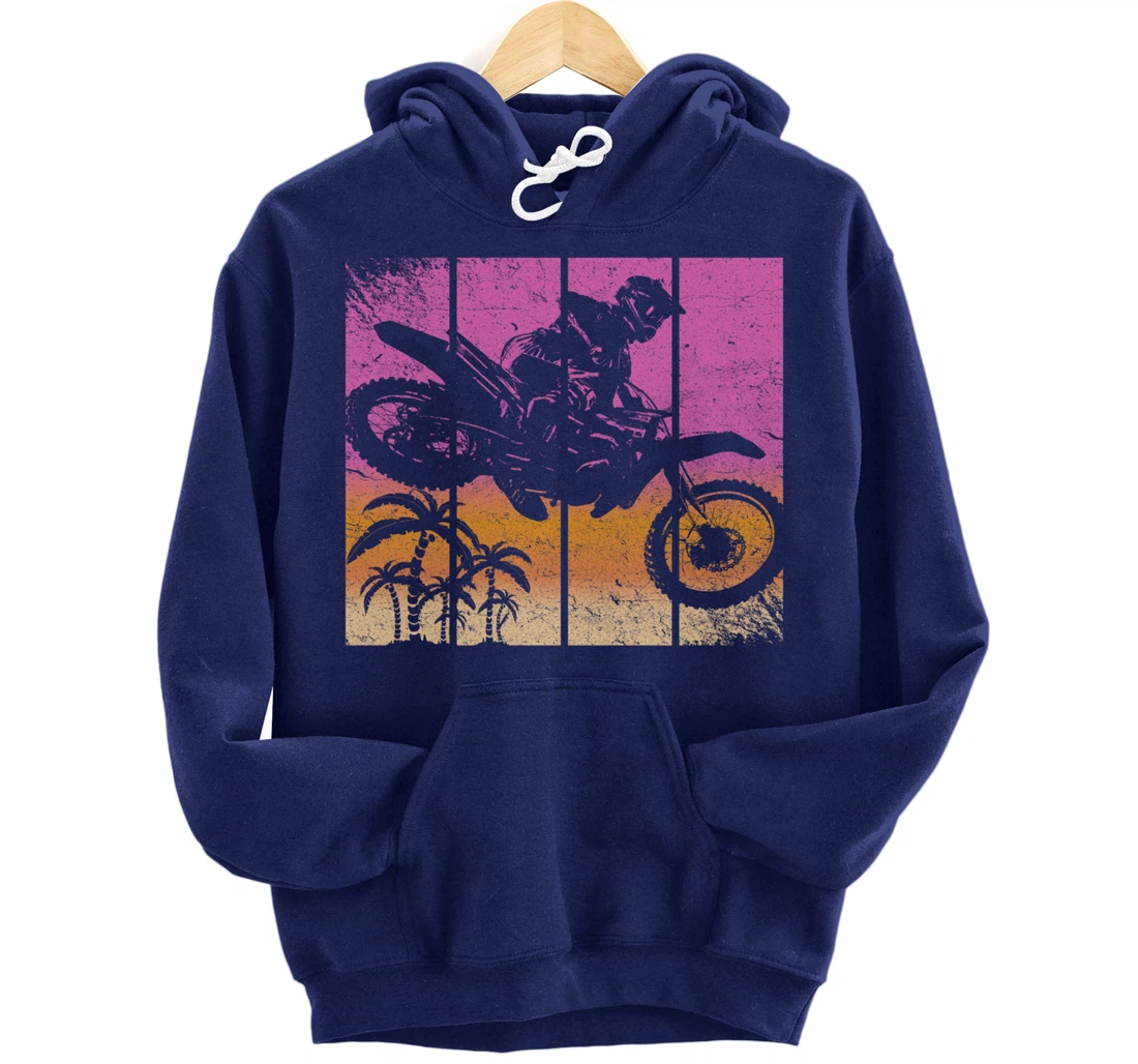 Dirt Bike Motocross Vintage Sunset Racing Retro Styled Gift Pullover Hoodie