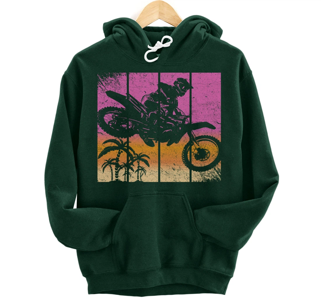 Dirt Bike Motocross Vintage Sunset Racing Retro Styled Gift Pullover Hoodie