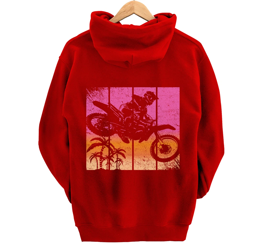 Dirt Bike Motocross Vintage Sunset Racing Retro Styled Gift Pullover Hoodie
