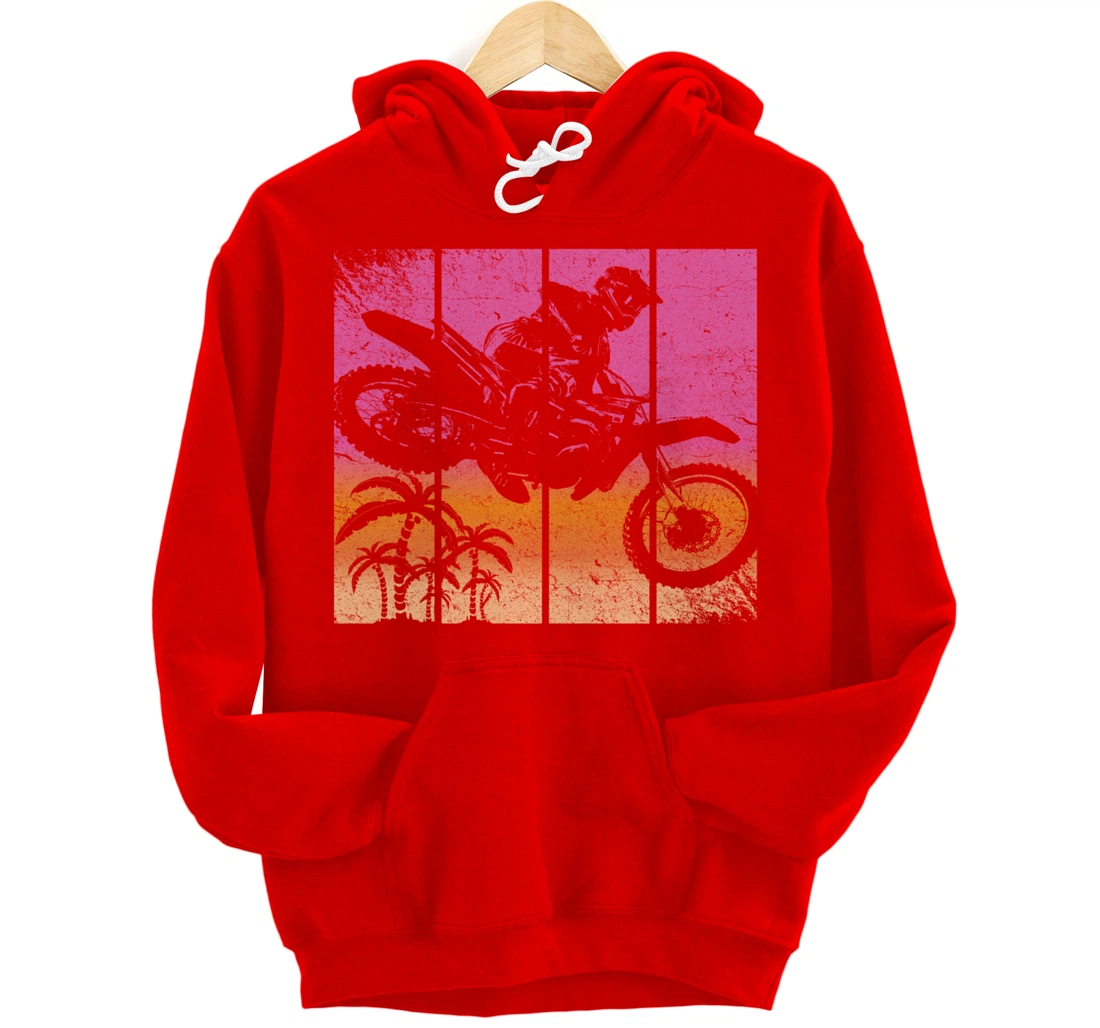 Dirt Bike Motocross Vintage Sunset Racing Retro Styled Gift Pullover Hoodie
