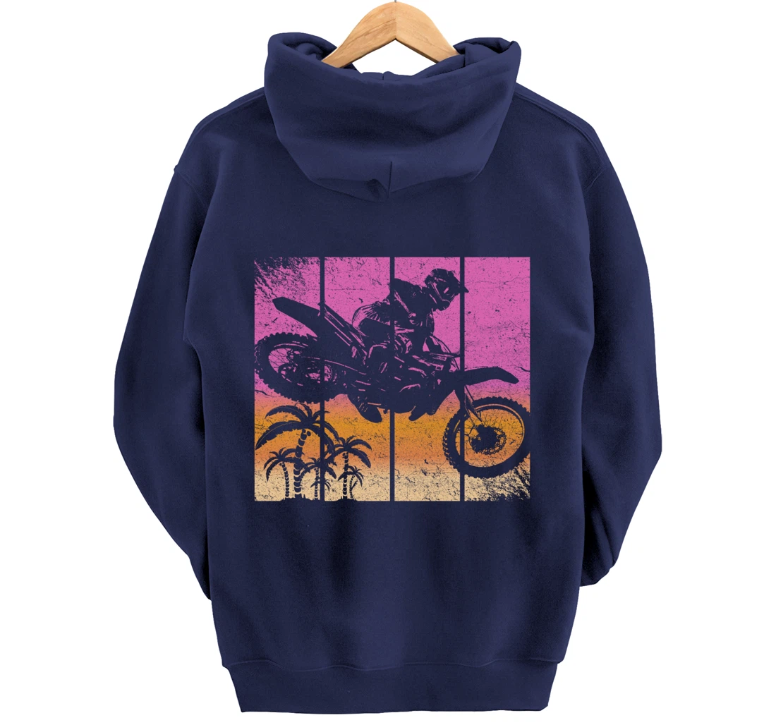 Dirt Bike Motocross Vintage Sunset Racing Retro Styled Gift Pullover Hoodie