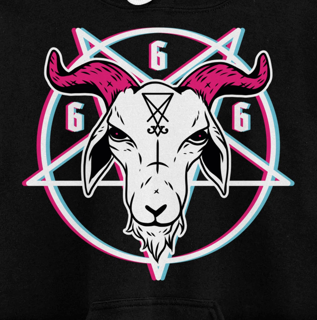 Sigil Of Lucifer Devil Goat Baphomet 666 Satan Pentagram Pullover Hoodie