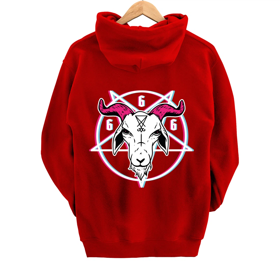 Sigil Of Lucifer Devil Goat Baphomet 666 Satan Pentagram Pullover Hoodie