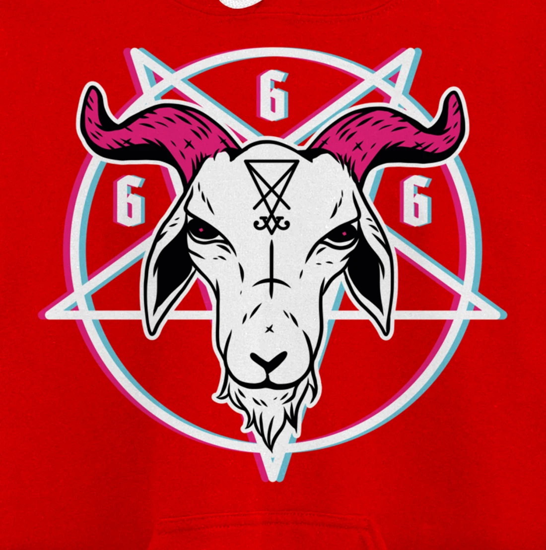 Sigil Of Lucifer Devil Goat Baphomet 666 Satan Pentagram Pullover Hoodie