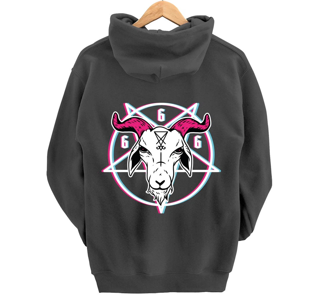 Sigil Of Lucifer Devil Goat Baphomet 666 Satan Pentagram Pullover Hoodie