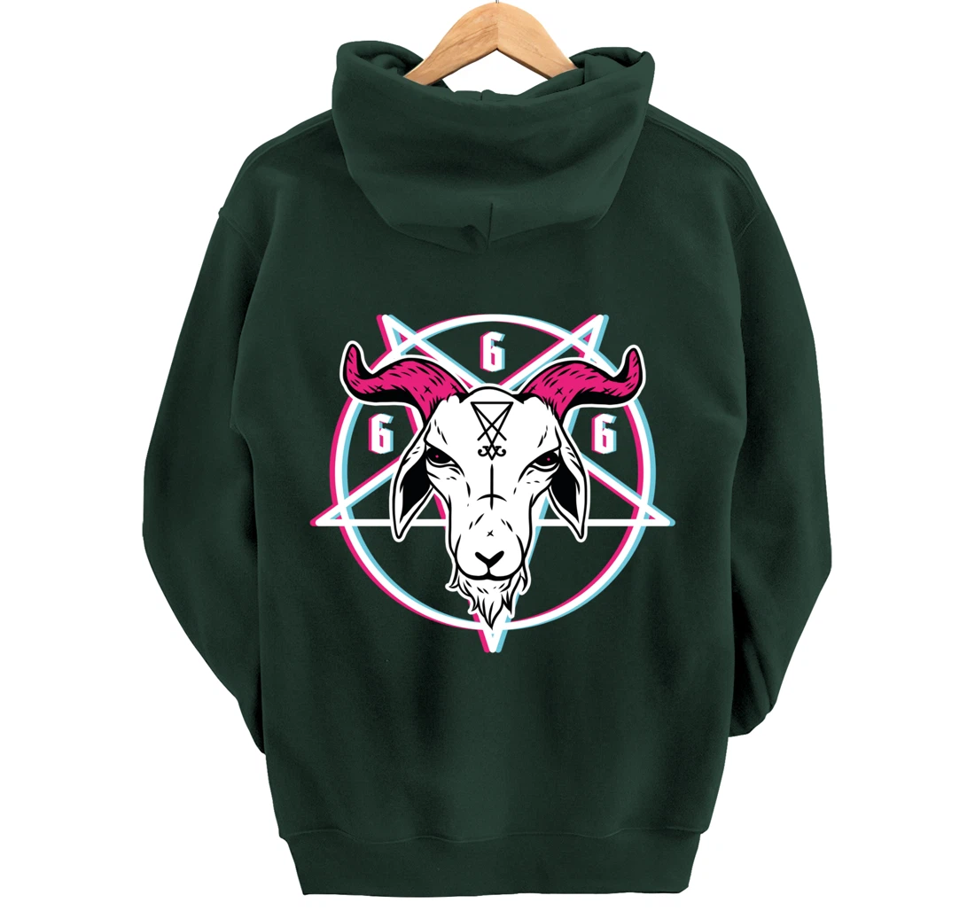 Sigil Of Lucifer Devil Goat Baphomet 666 Satan Pentagram Pullover Hoodie