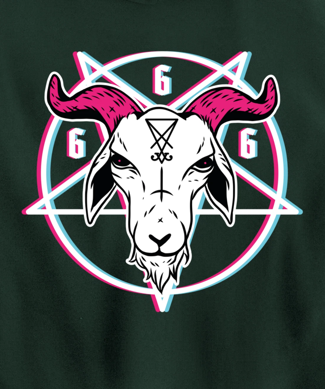 Sigil Of Lucifer Devil Goat Baphomet 666 Satan Pentagram Pullover Hoodie