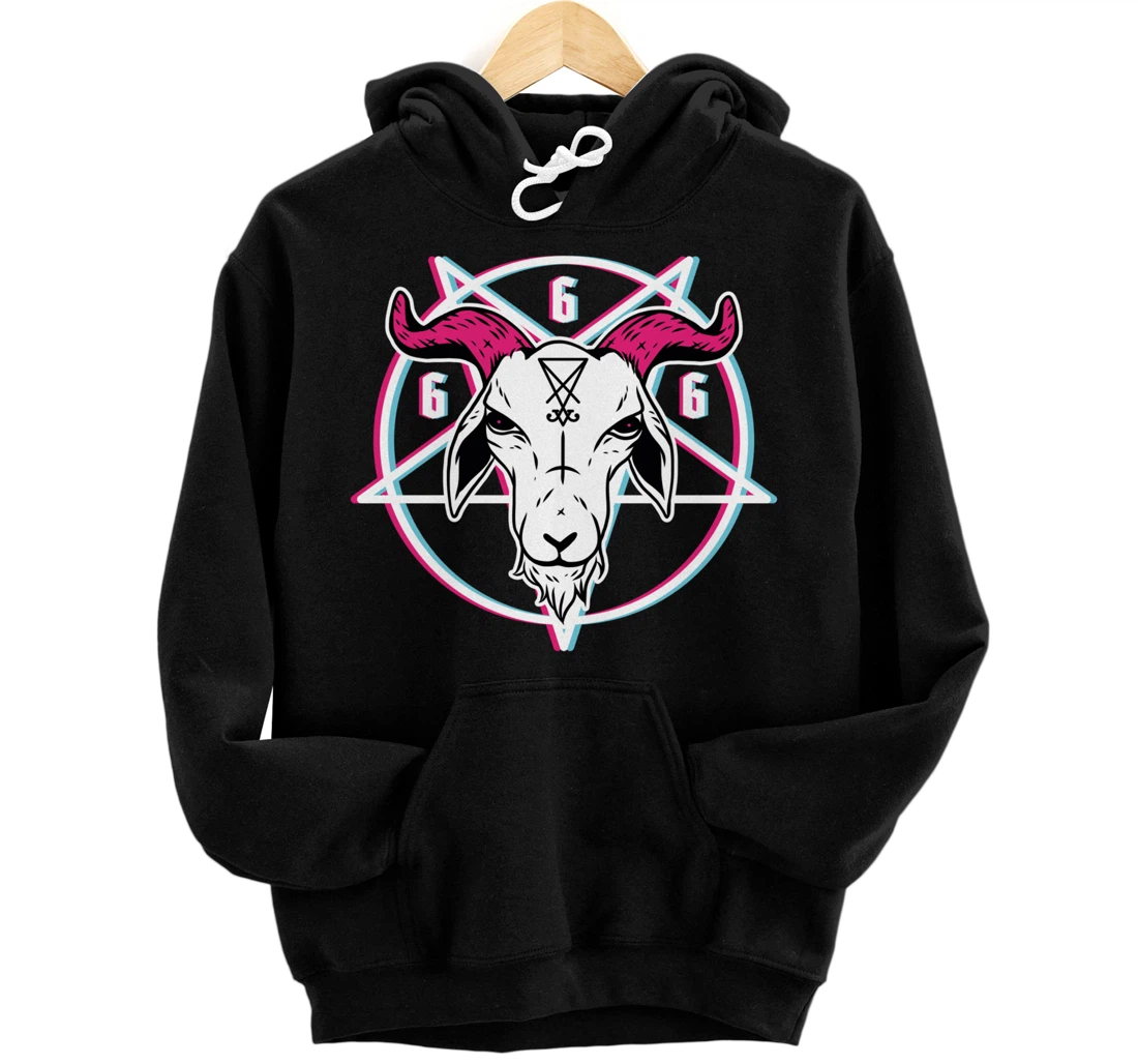 Sigil Of Lucifer Devil Goat Baphomet 666 Satan Pentagram Pullover Hoodie