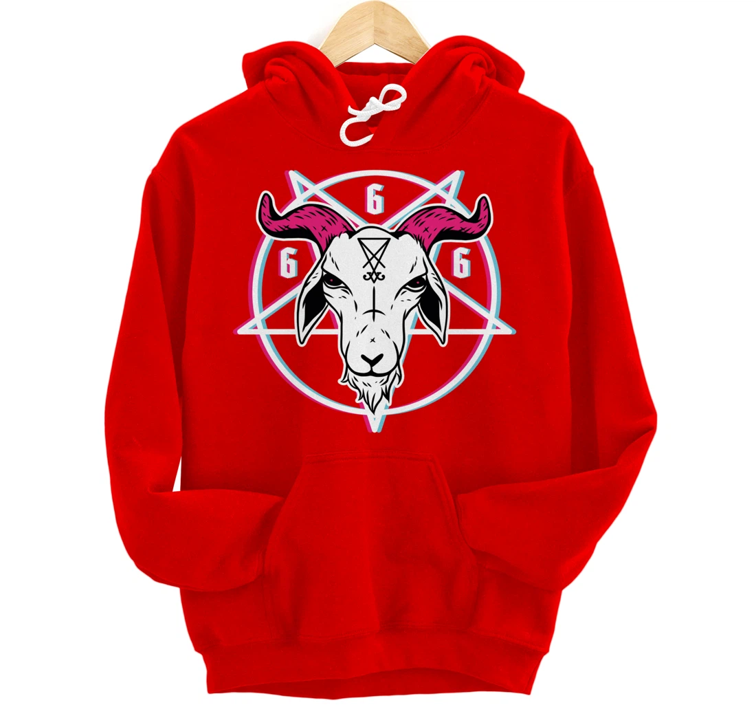 Sigil Of Lucifer Devil Goat Baphomet 666 Satan Pentagram Pullover Hoodie