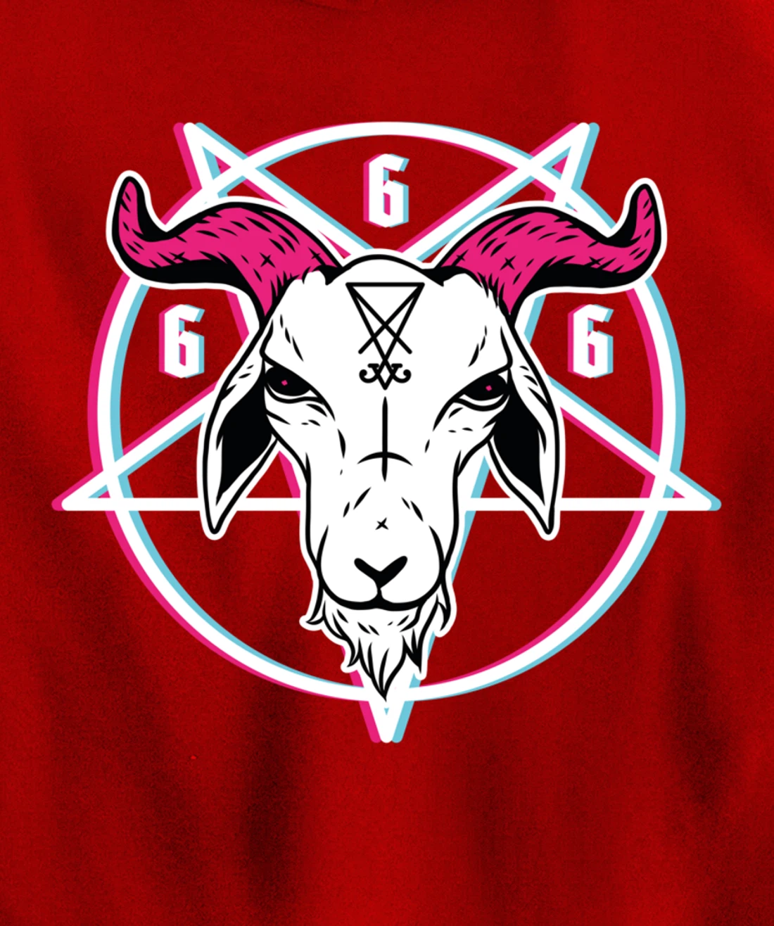 Sigil Of Lucifer Devil Goat Baphomet 666 Satan Pentagram Pullover Hoodie