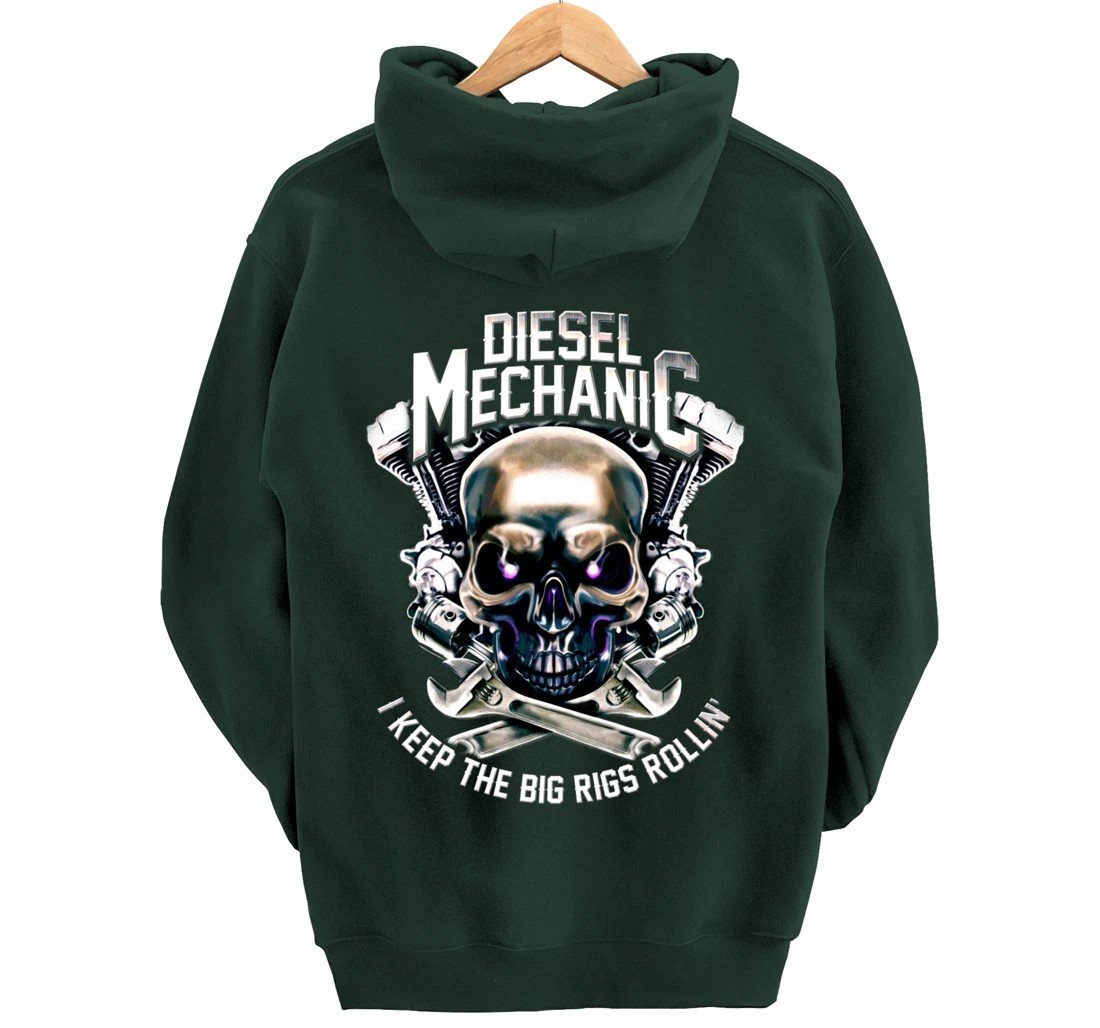 Diesel Mechanic I Keep The Big Rigs Rolling Funny Trucker Pullover Hoodie